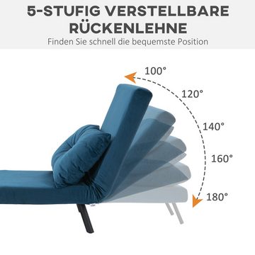 HOMCOM Sessel Gästebett mit Rückenkissen, Polstersofa mit Verstellbarer Rückenlehne (Relaxsessel mit Bettfunktion, 1-St., Schlafsofa), für Schlafzimmer, Wohnzimmer, Blau