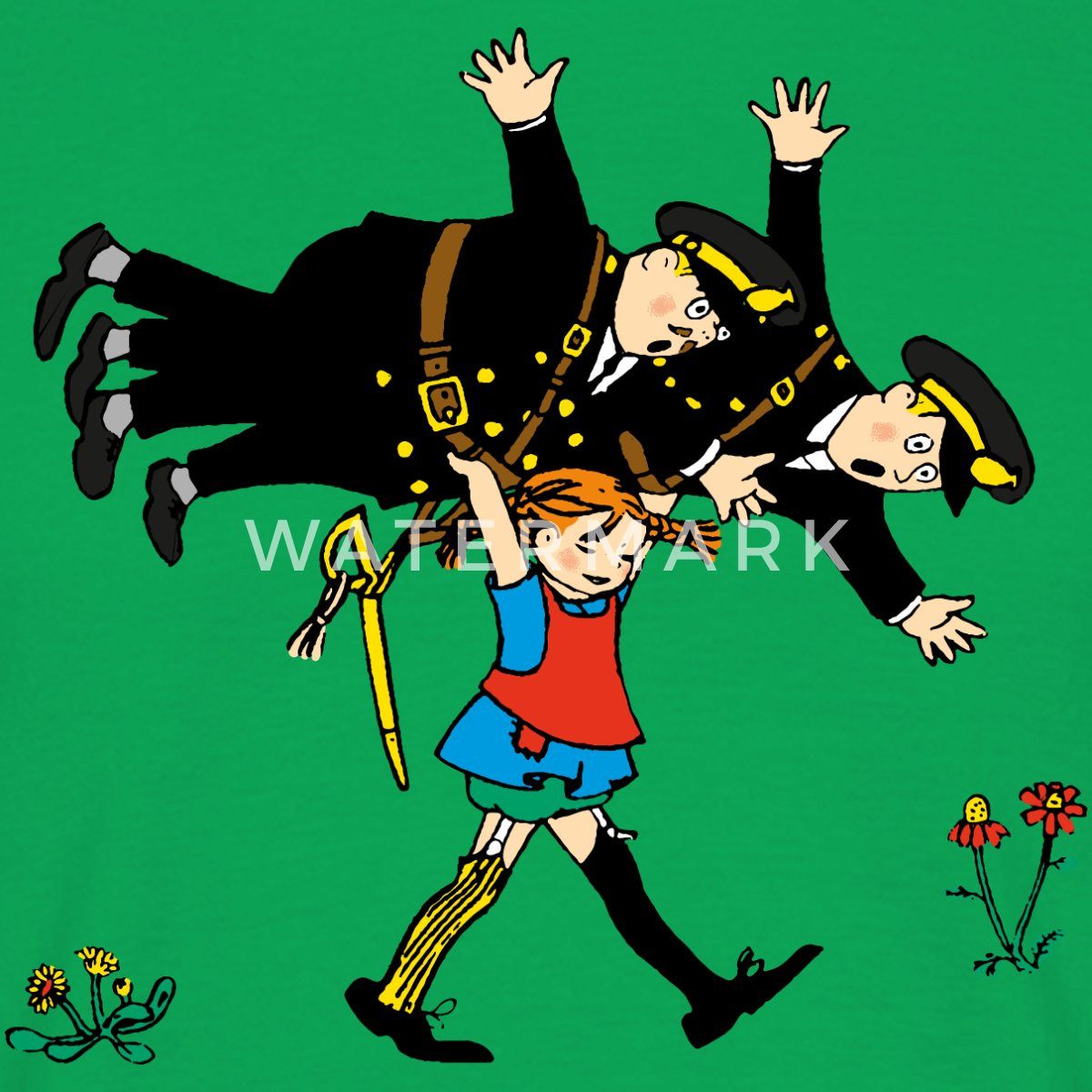 Spreadshirt T-Shirt Pippi Langstrumpf Pippi Und Die Polizei Männer T-Shirt (1-tlg)