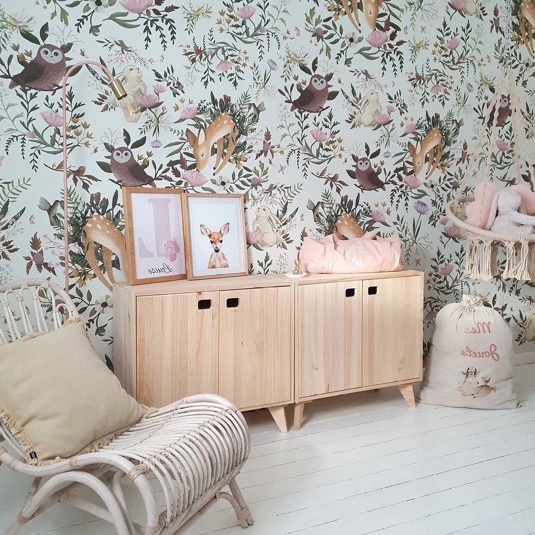 Astigarraga Kit Line Kommode Dinamic Regal-Set "Kommode", Schränkchen mit zwei Türen (Schrankmodul mit Füßen), Unbehandeltes Vollholz aus europäischem Anbau