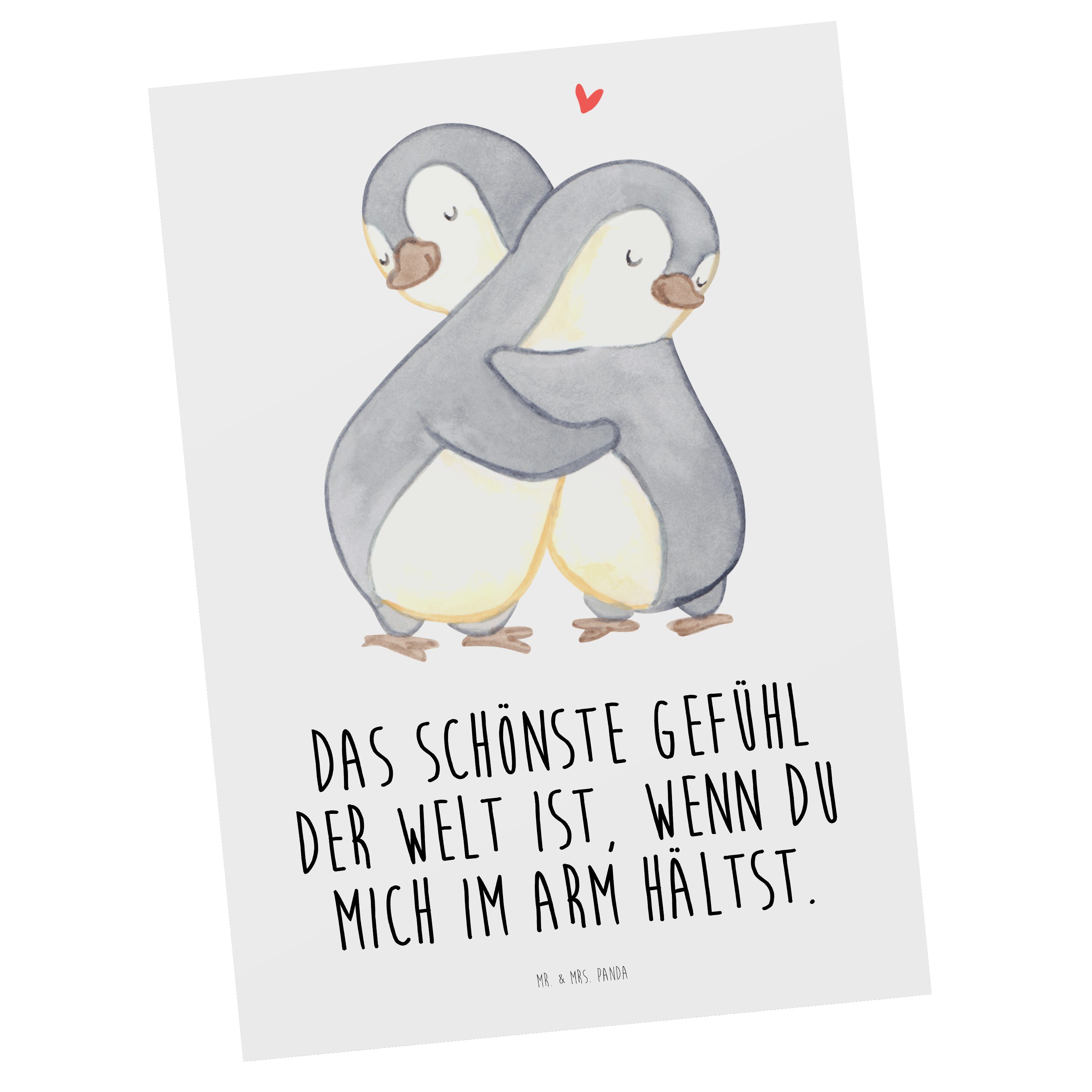 - Fre - & Mrs. Geschenk, Panda Postkarte Mr. Pinguine Weiß Mitbringsel, Kuscheln Liebesgeschenk,