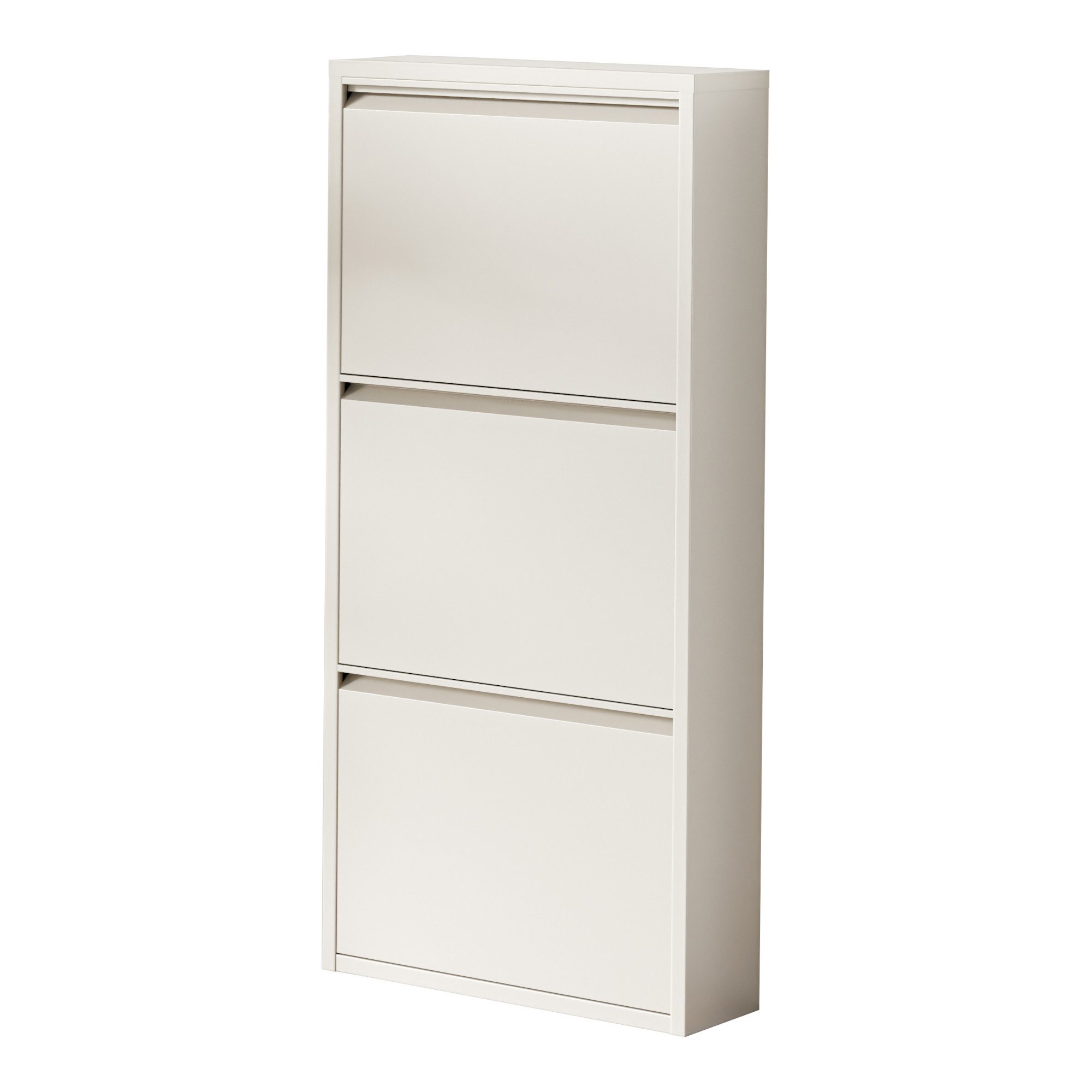 en.casa Schuhschrank »Sokndal« mit 3 Klappen Metall Pfefferweiß günstig online kaufen