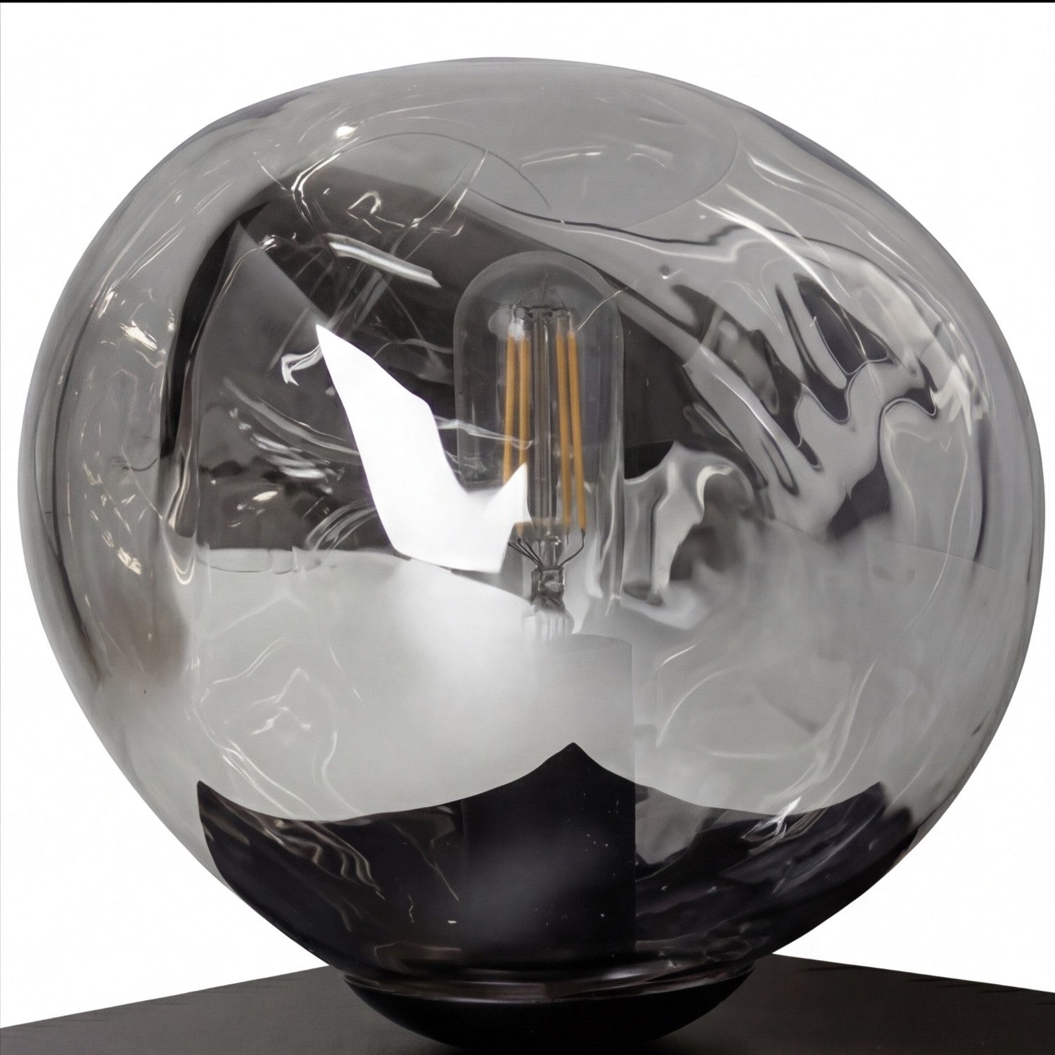 Licht-Erlebnisse Tischleuchte CLONLINA, ohne Leuchtmittel, Glas Silber verspiegelt E14 17,5 cm Lavaglas Nachttisch Schlafzimmer