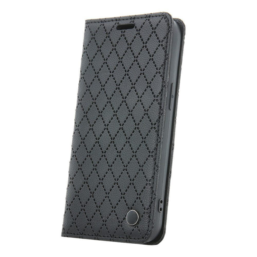 COFI 1453 Handyhülle Smart Caro kompatibel mit Apple iPhone 17 Pro Max Schwarz Wallet 6,9, Karomuster mit Kartenfach und Standfunktion