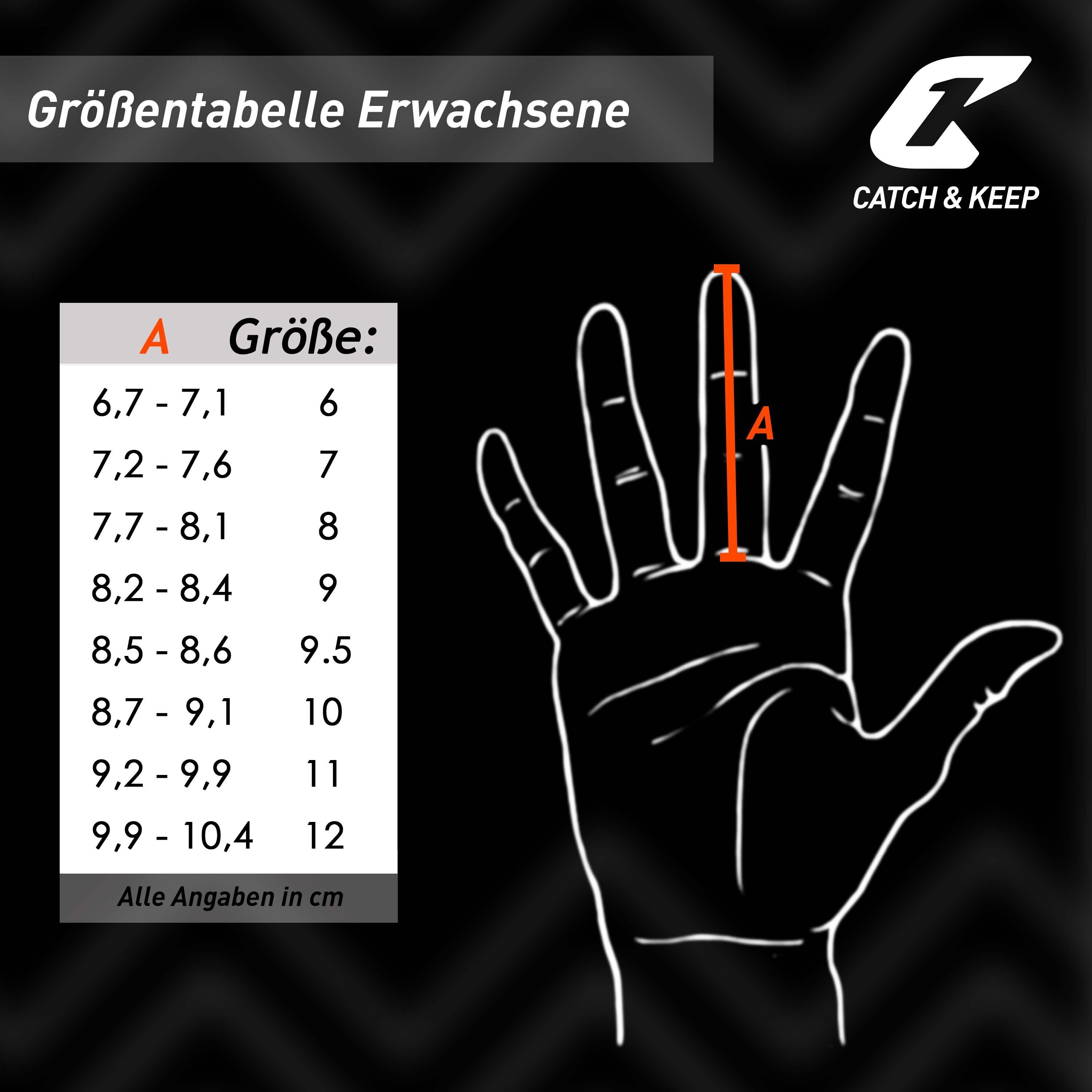 Catch & Keep Torwarthandschuhe Fly Soul Torwarthandschuhe – Profi Griffhandschuhe mit Fingerschutz Hybrid Cut Design, Fingersave-Schutz, Punching Zone 3.0
