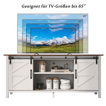 BlingBin TV-Schrank Fernsehschrank Sideboard mit 2 Schiebetüren 120*40*60.5cm (1er Set, 1-St., Breite 120 cm) Einstellbare Regale für,Wohnzimmer Esszimmer