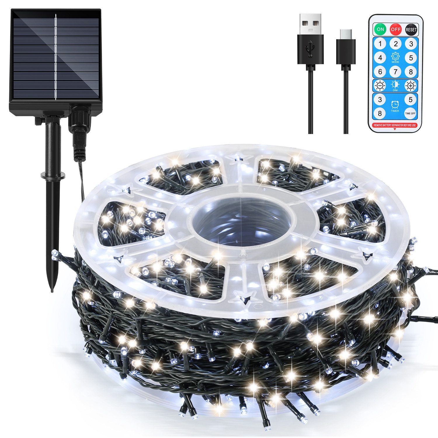 Clanmacy LED-Lichterkette 50M 500 LED Solar Lichterkette Solarleuchte Außen günstig online kaufen