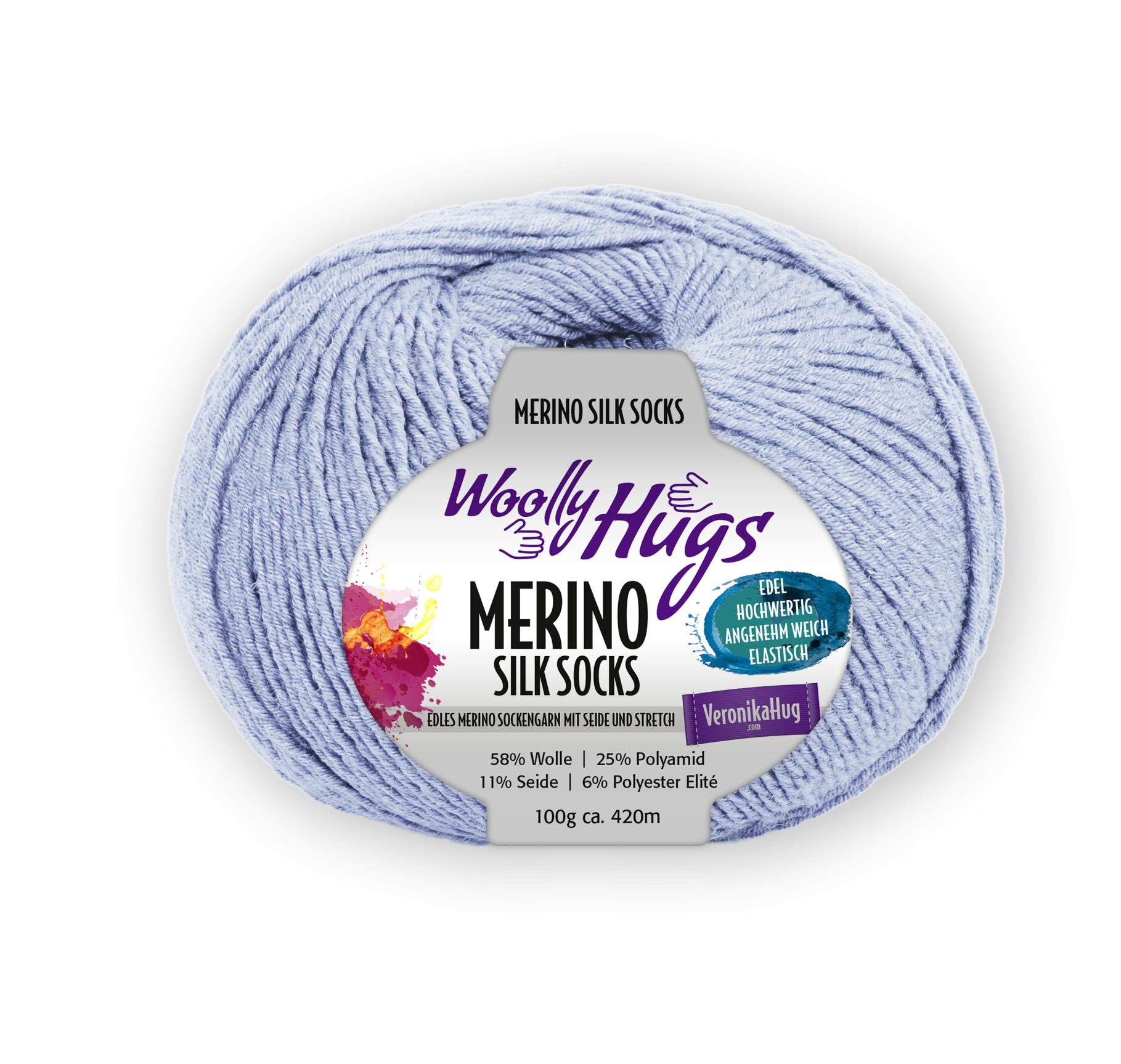Woolly Hugs MERINO SILK SOCKS Sockengarn mit Merino & Seide Häkelwolle, 420 m (Luxus-Socken für Ihre Füße, für Nadelstärke 2,0 bis 3,0 mm geeignet), 100 g