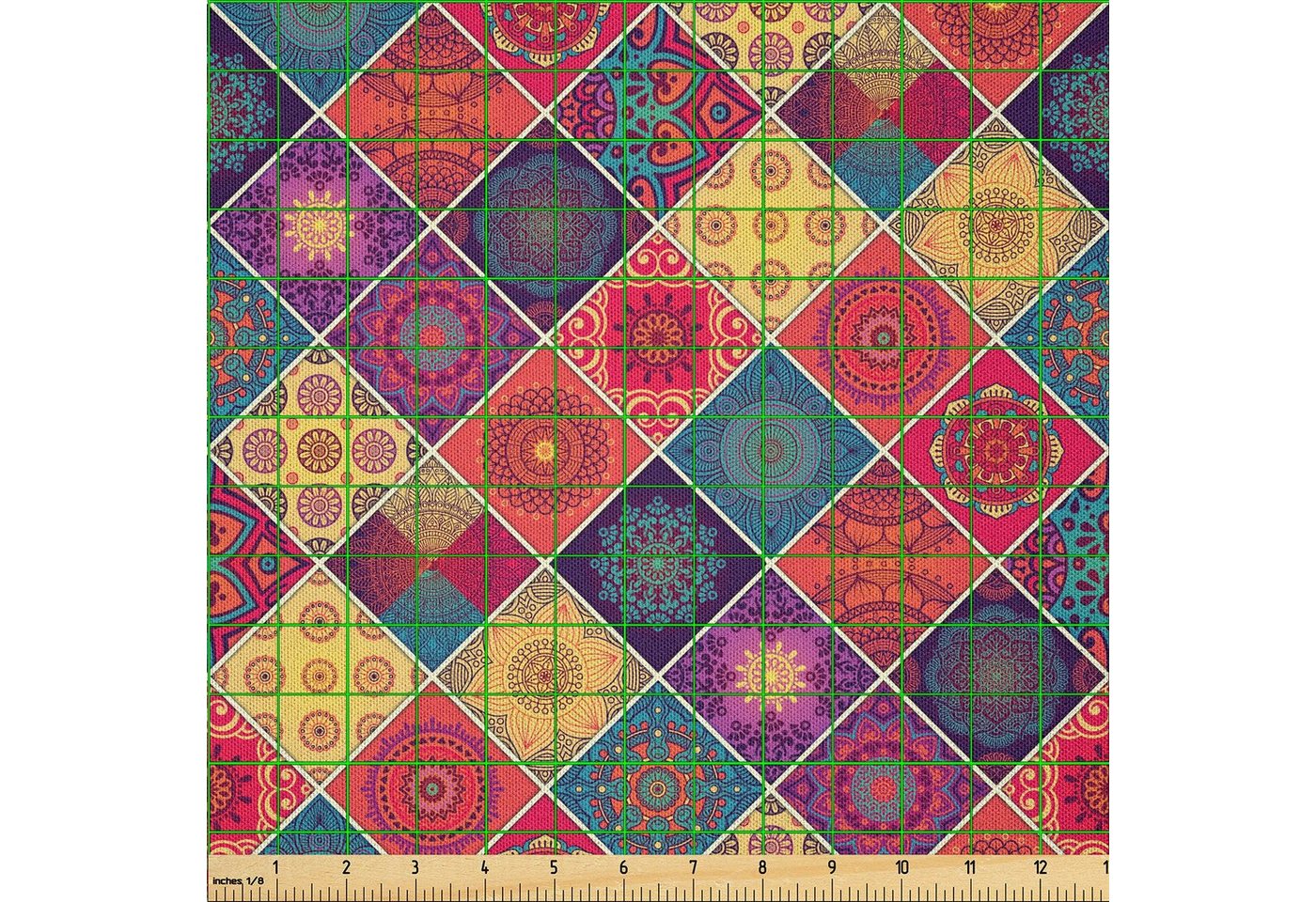 Thumbnail - Abakuhaus Stoff DIY Bastler Stoff für Dekorationszwecke, Mandala Diamant-Quadrat-Muster