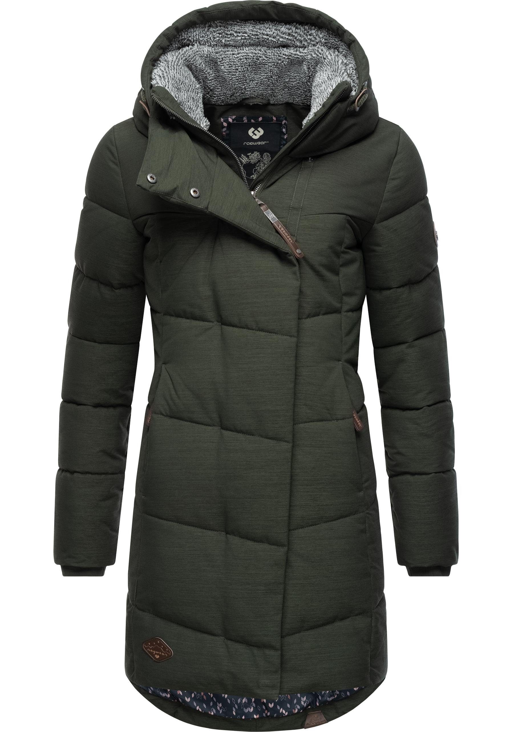 Ragwear Wintermantel Pavla stylischer Winterparka mit Teddyfutter und Kapuze