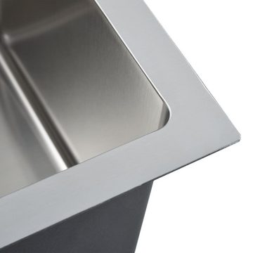 vidaXL Küchenspüle Küche Spülbecken Handgemachte Einbauspüle mit Sieb Edelstahl, 44/44 cm