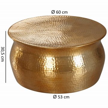 furnicato Couchtisch KARAM Aluminium Gold orientalisch rund