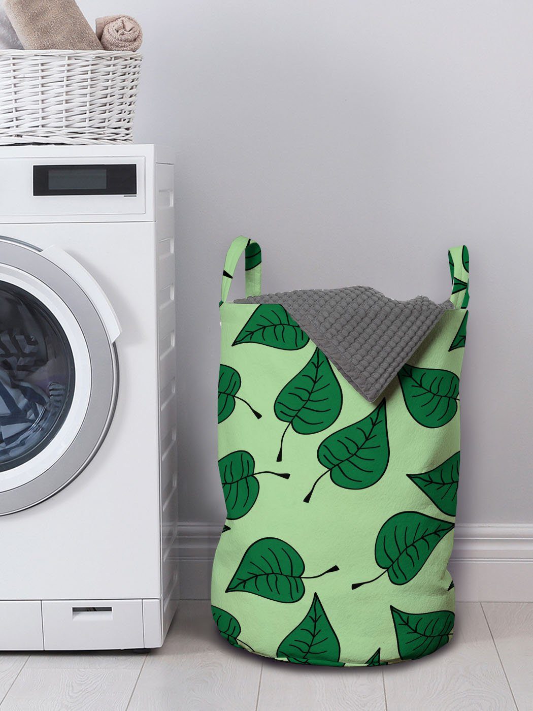 Zusammensetzung Kordelzugverschluss der für Natur mit Waschsalons, Griffen Abakuhaus Wäschekorb Blätter Wäschesäckchen