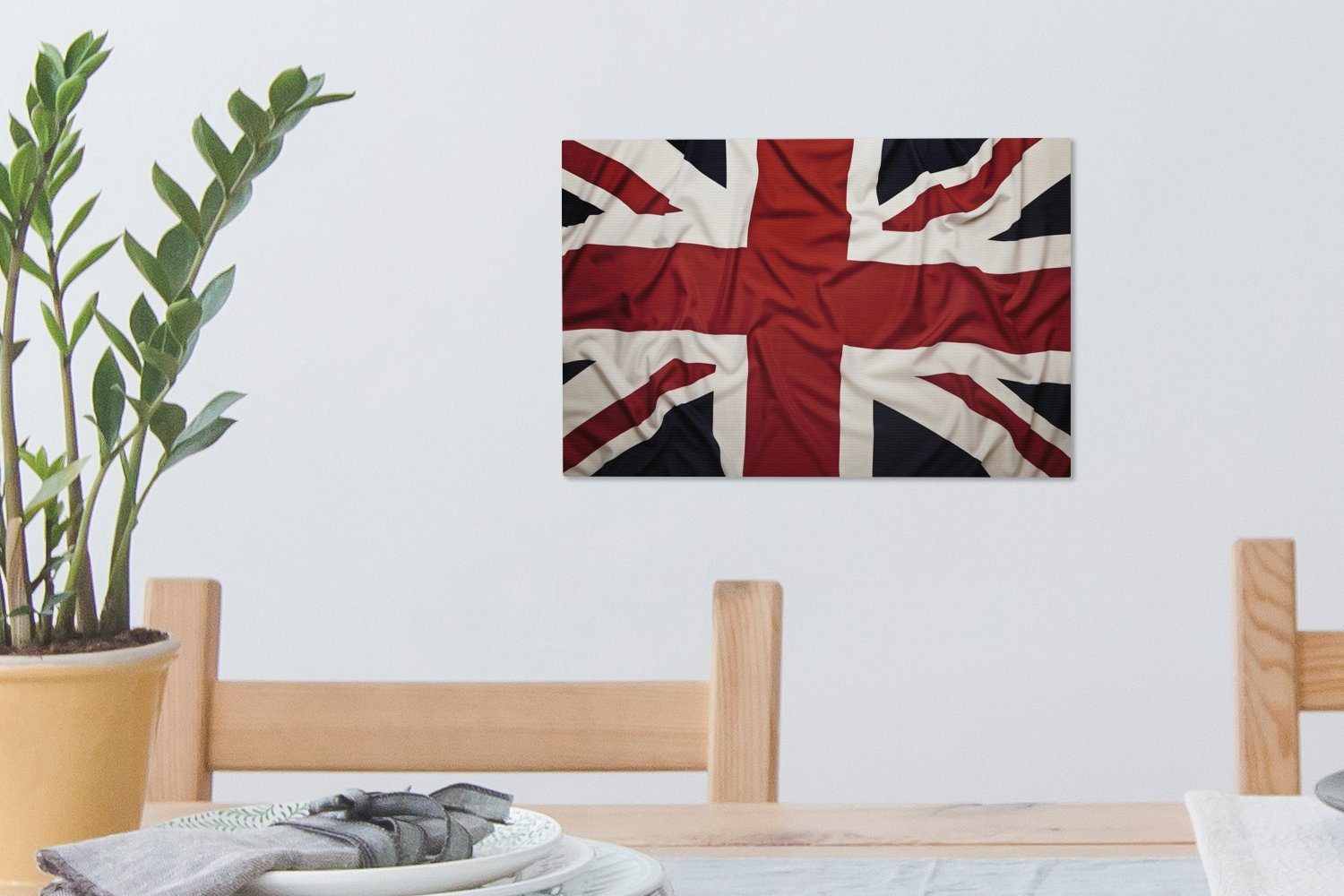 Wanddeko, (1 Flagge Leinwandbilder, 30x20 OneMillionCanvasses® cm Aufhängefertig, Wandbild St), Großbritanniens, Leinwandbild Die