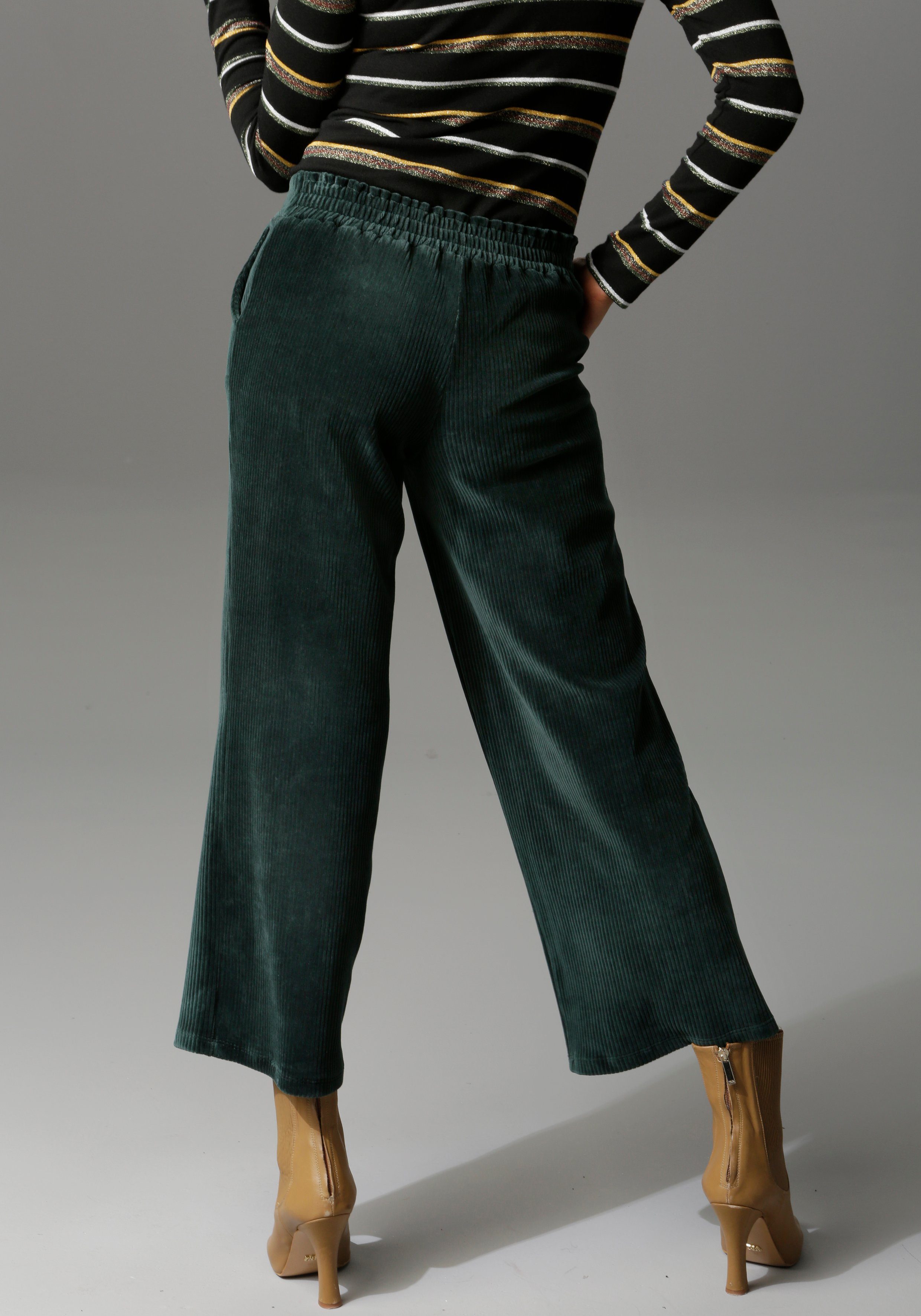CASUAL trendiger Cordhose Aniston Culotte-Form tannengrün in