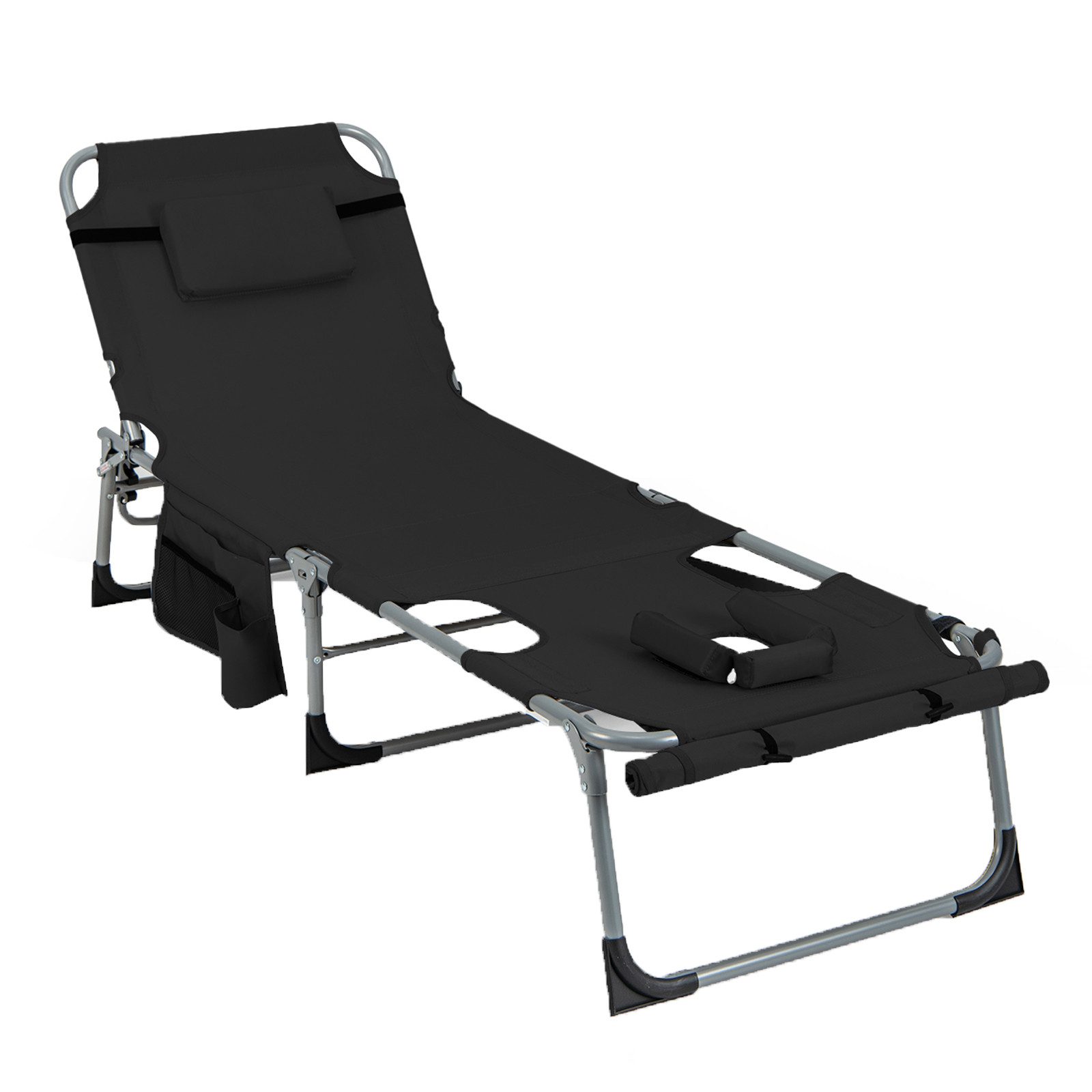 COSTWAY Gartenliege Sonnenliege, faltbar mit Kopfkissen, Alu