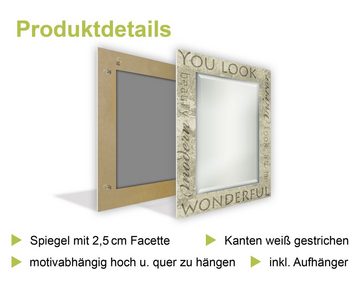 Artland Dekospiegel Farbiger Holzhintergrund, gerahmter Ganzkörperspiegel, Wandspiegel, mit Motivrahmen, Landhaus
