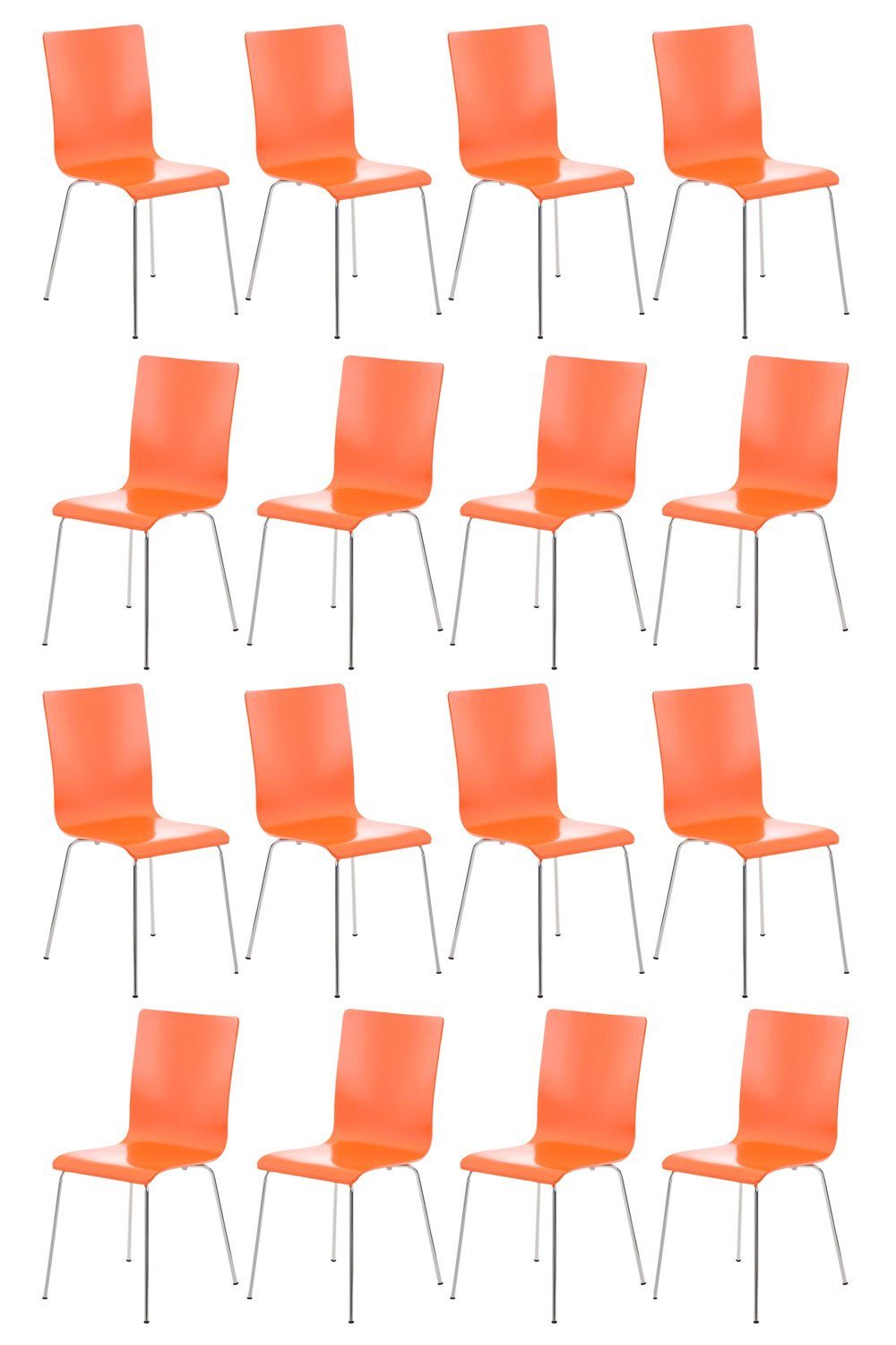 CLP Besucherstuhl Pepe Holzsitz (16er Set), Metallgestell orange