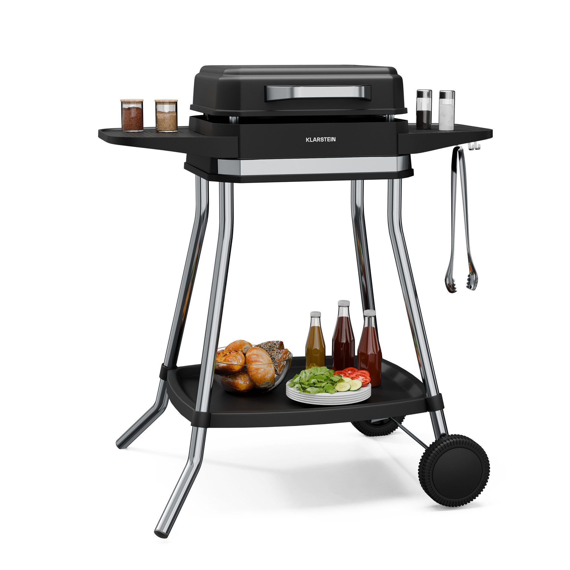 Klarstein Kontaktgrill Gatsby, 3050 W, Standgrill Garten BBQ Outdoor Grillplatte Mobil 3050W