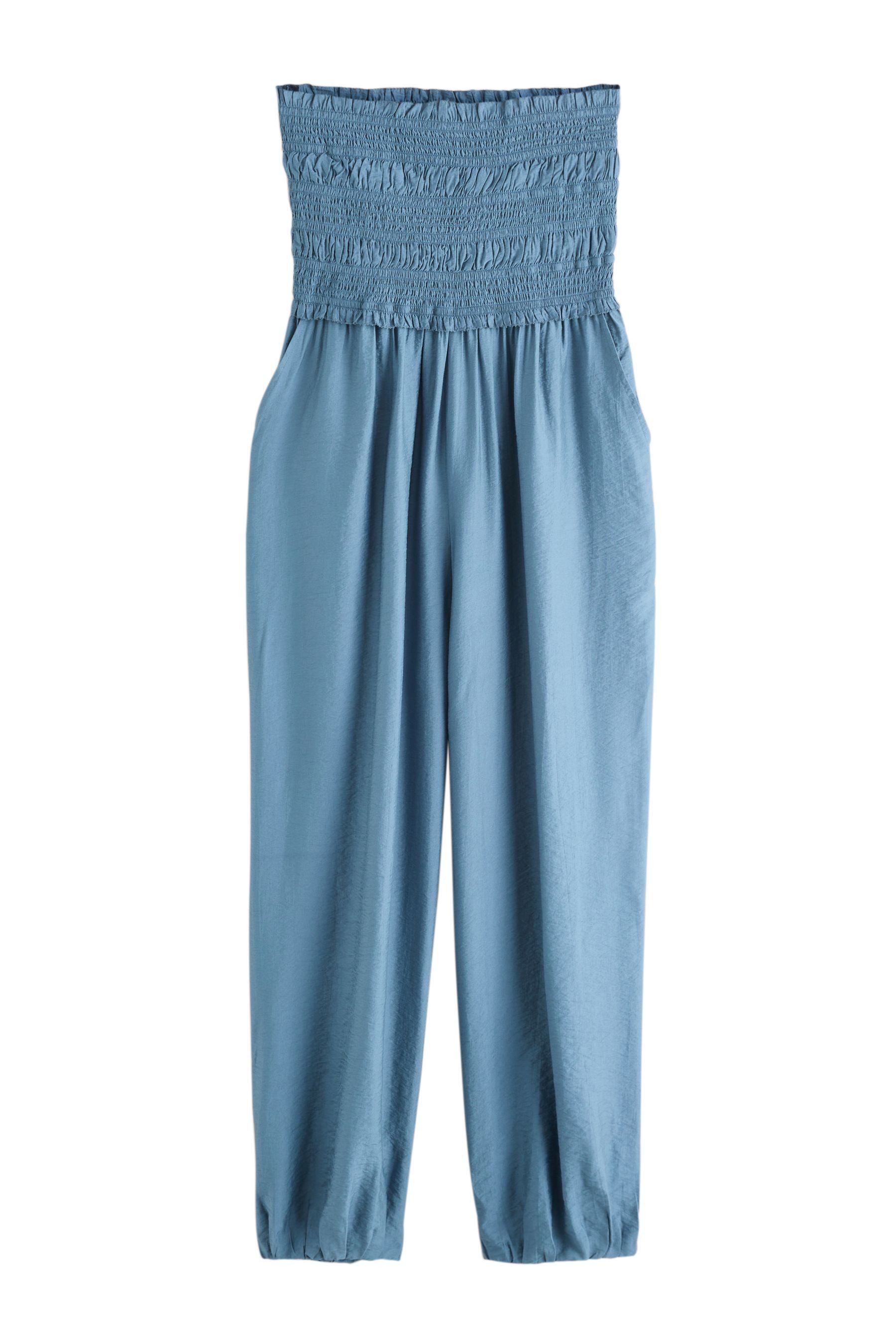 Jumpsuit Bandeau-Jumpsuit mit Raffung und Ballonbein