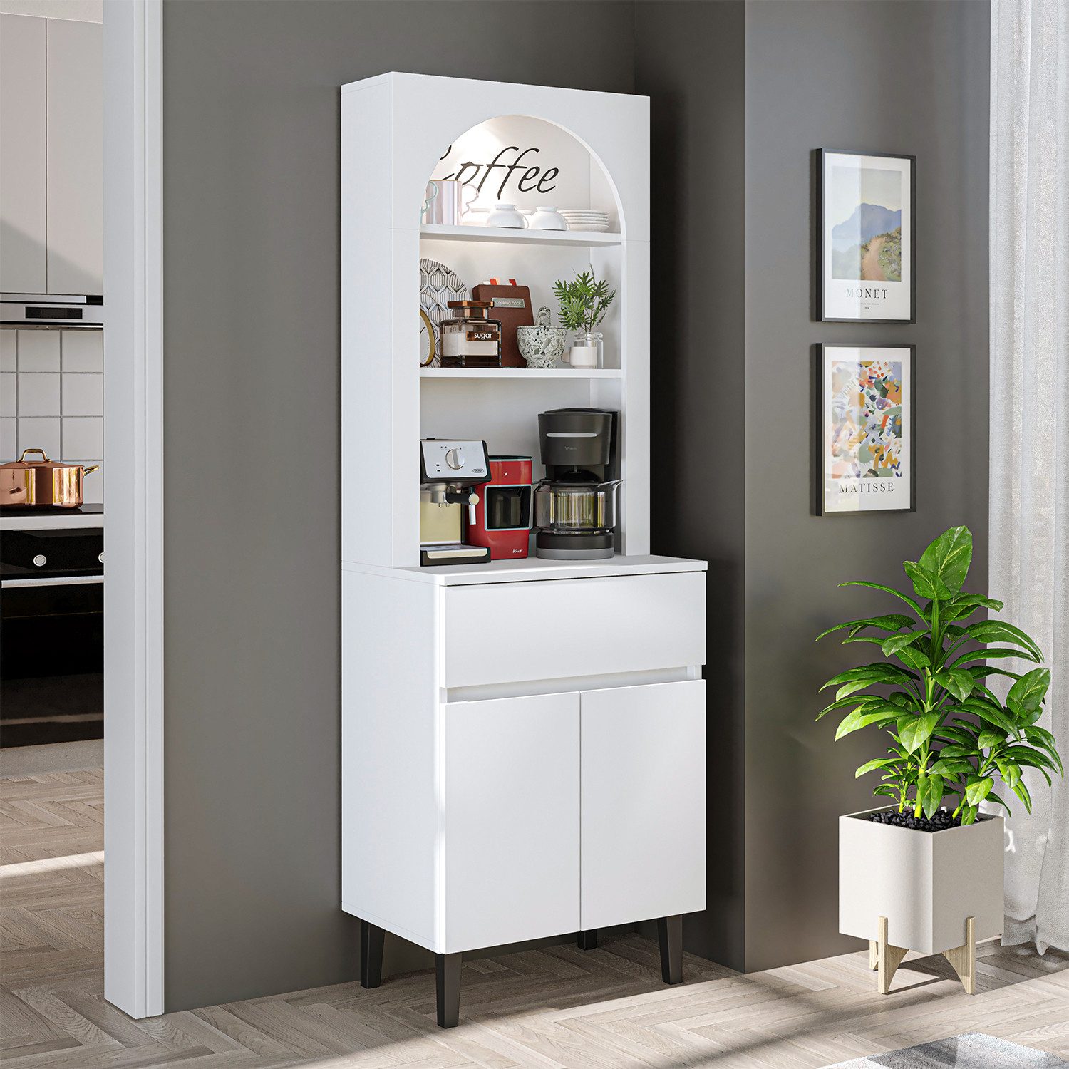 Roomart Küchenregal VENEDIK Küchenschrank 60 cm, Buffet, Schublade in 4 Farben, Buffet- & Mehrzweckschrank, LED Bogennische, Schublade, 4 Farben, 18 mm Platten – Bild 2 von 5