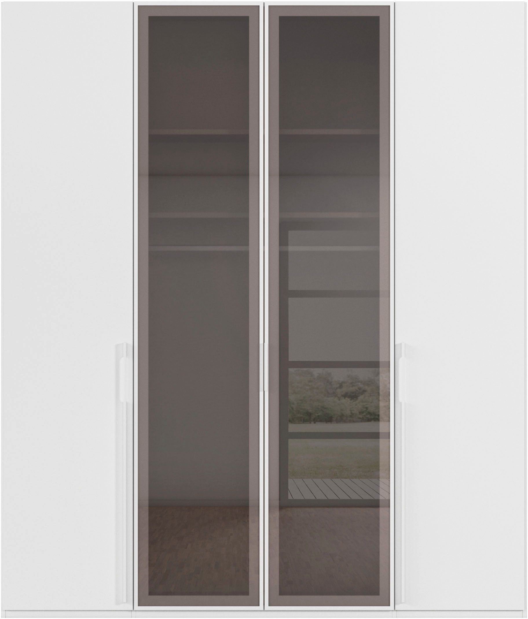 rauch Drehtürenschrank Schrank Garderobe SKAT SHINE Breiten 151/201/251/301cm, Höhe 223/235cm (3 verschiedene Ausstattungen BASIC/CLASSIC/PREMIUM (inkl. SOFT-CLOSE) edle Schrankfront mittig hochwertige Glasrahmentüren MADE IN GERMANY