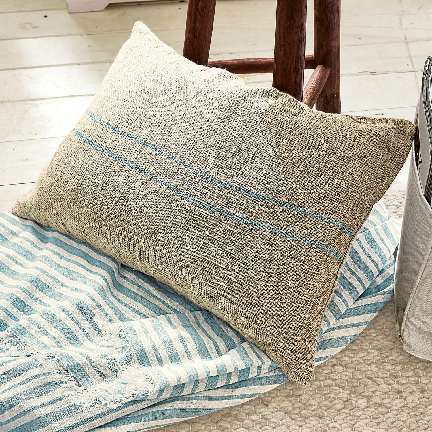 Mirabeau Kissenhülle Kissenhülle Arrentès beige/blau, (1 günstig online kaufen