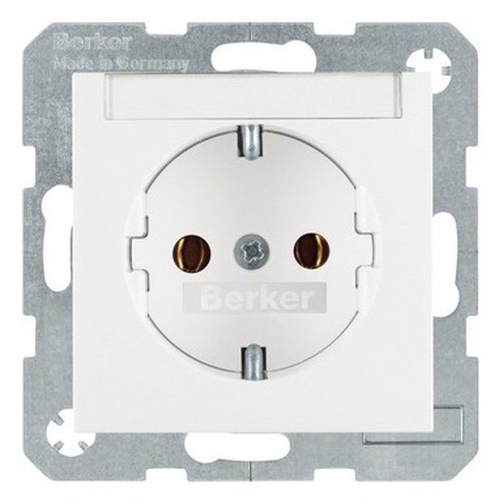 Berker Unterputz-Steckdose, 1f polarweiß glänzend S.1/B.3/B.7 IP20 Beschriftungsfläche