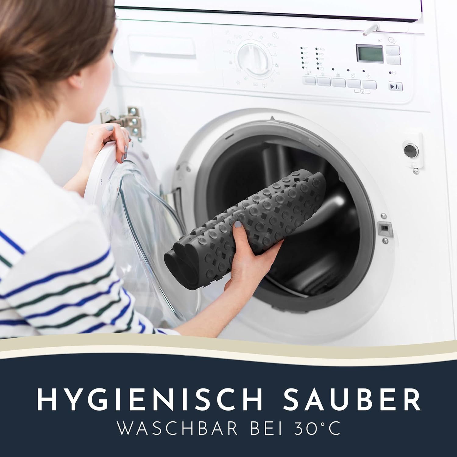 Homerella Badematte rutschfest Hautsensitiv 88x39cm, INKL. AUFHÄNGUNG, Antirutschmatte Badewanne BPA frei, Duschmatte schimmelresistent & maschinenwaschbar – Bild 5 von 5