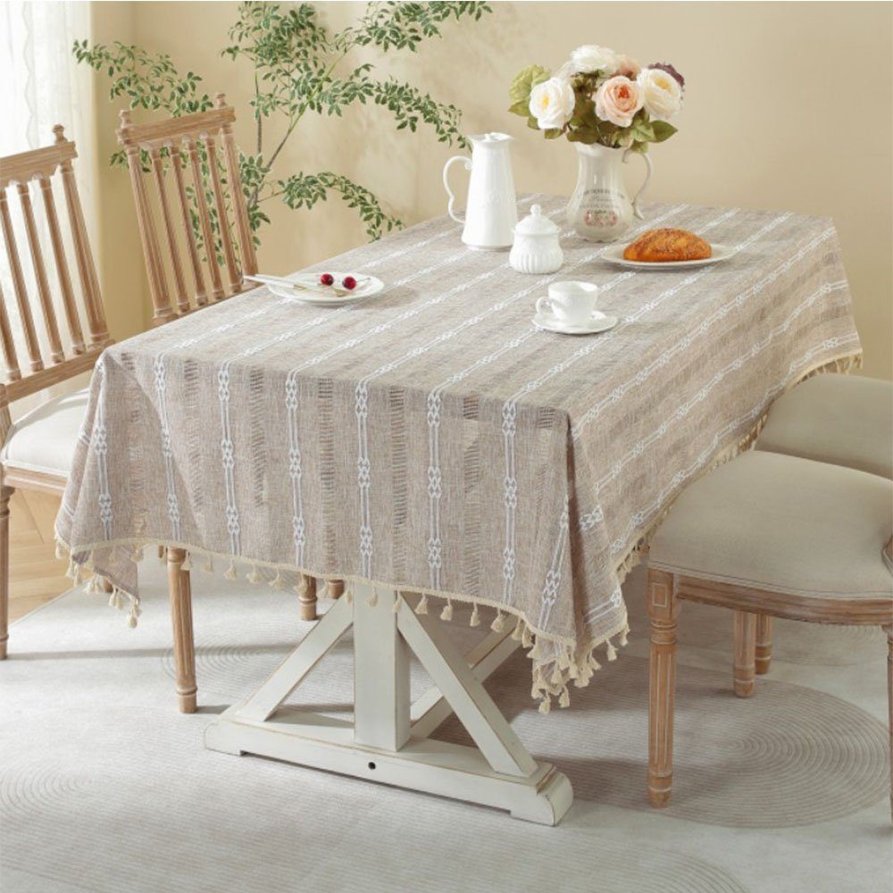 NUODWELL Tischdecke Patchwork-Tischdecke aus Baumwolle mit Quasten günstig online kaufen