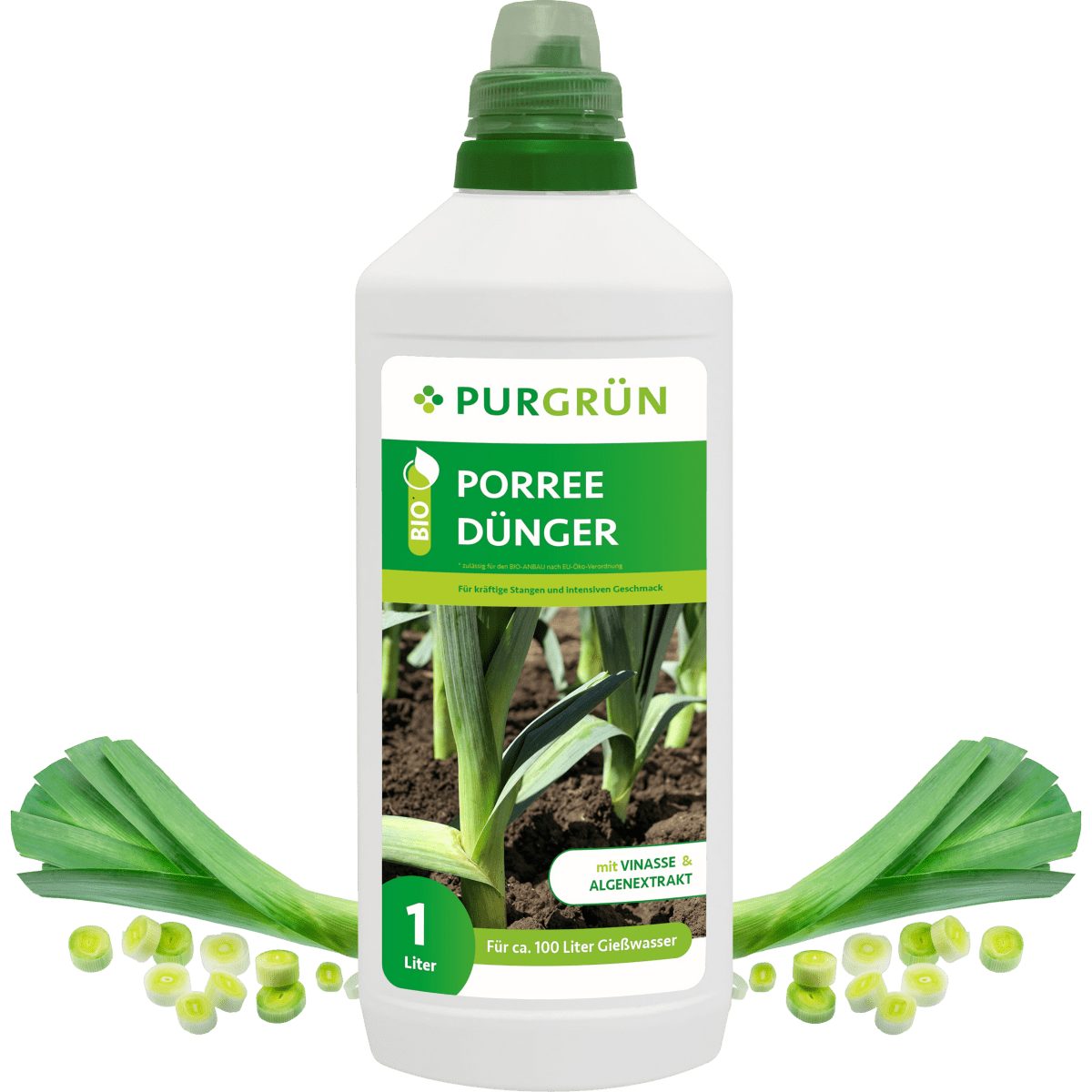 Gemüsedünger Purgrün Bio Porree Dünger, NPK 4+1+7, Algenextrakt, 1 Liter