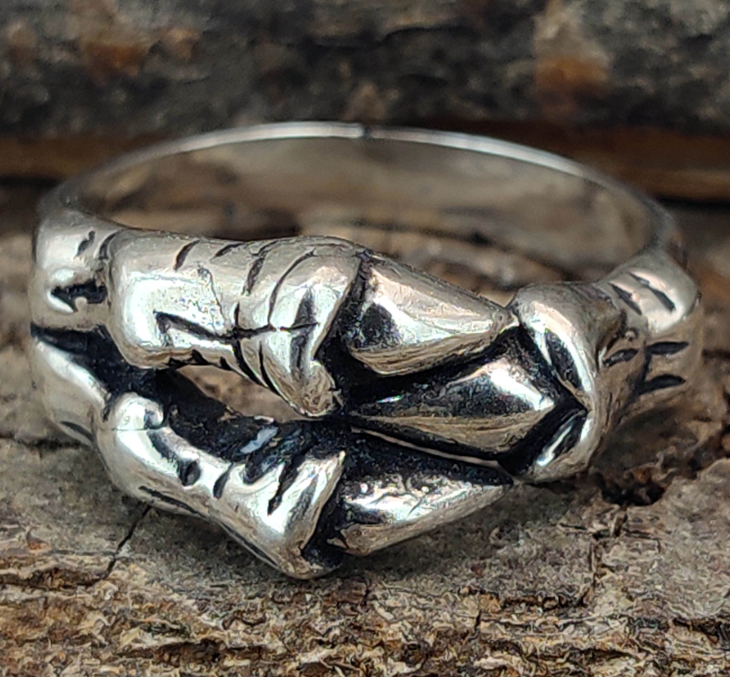 Gr. Drachenkralle, (kr13) 50-74 Silber of Silberring Kiss Ring - Leather