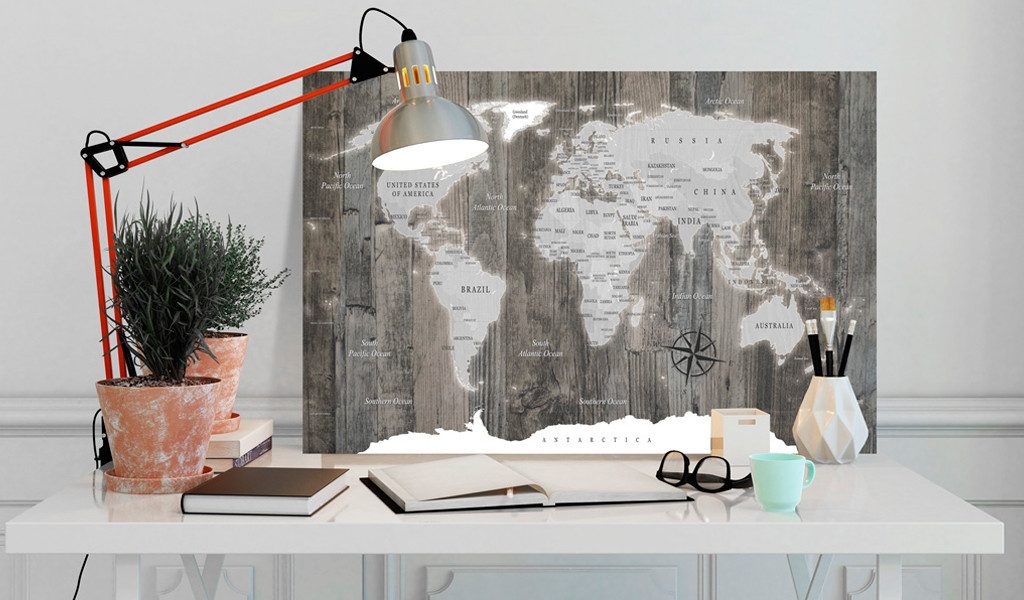 Artgeist Wandbild World Map: Wooden World