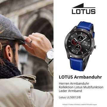 Lotus Multifunktionsuhr Lotus Herrenuhr Leder Silikon blau, (Multifunktionsuhr), Herren Armbanduhr rund, extra groß (ca. 47,9mm), Edelstahl