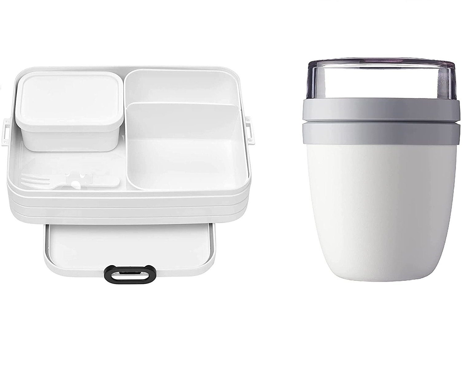 Snacks Starter go,Bento-Lunchbox mit Large to Lunchpot 2-tlg weiß Mepal Lunchbox Set