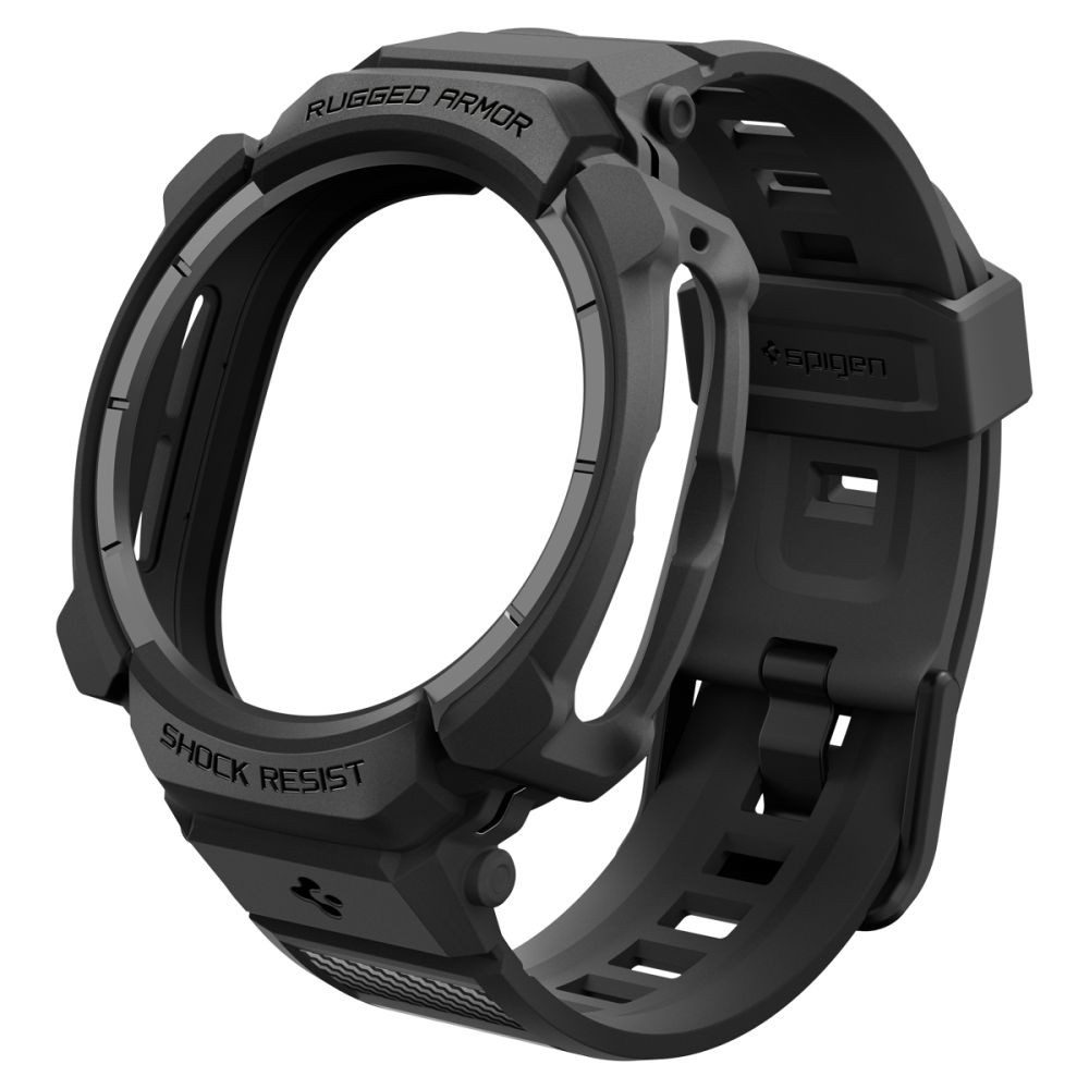 Spigen Smartwatch-Armband Sportarmband Schutzgehäuse Wechselarmband, Unibody, stoßfest, Carbon-Optik, Displayrand