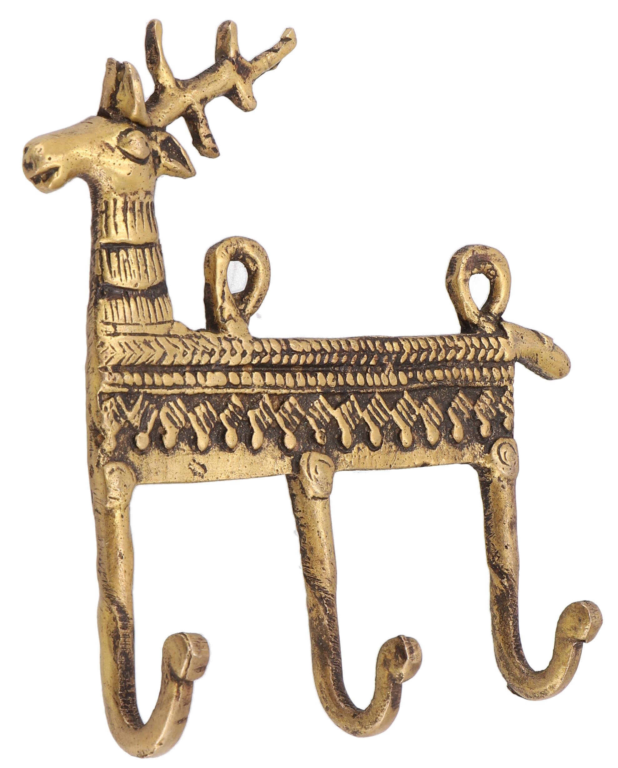 Guru-Shop Kleiderhaken Filigran verzierter 3`er Messing Wandhaken,..