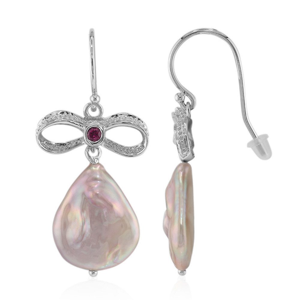 Cavill Серьги из бисера Cavill Echtschmuck Silberohrringe Damen 4,10 ct Perlen & Rhodolith (2-tlg)