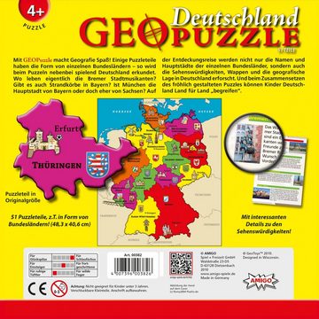 AMIGO Puzzle 51 Teile GeoPuzzle - Deutschland ab 4 Jahren, Puzzleteile
