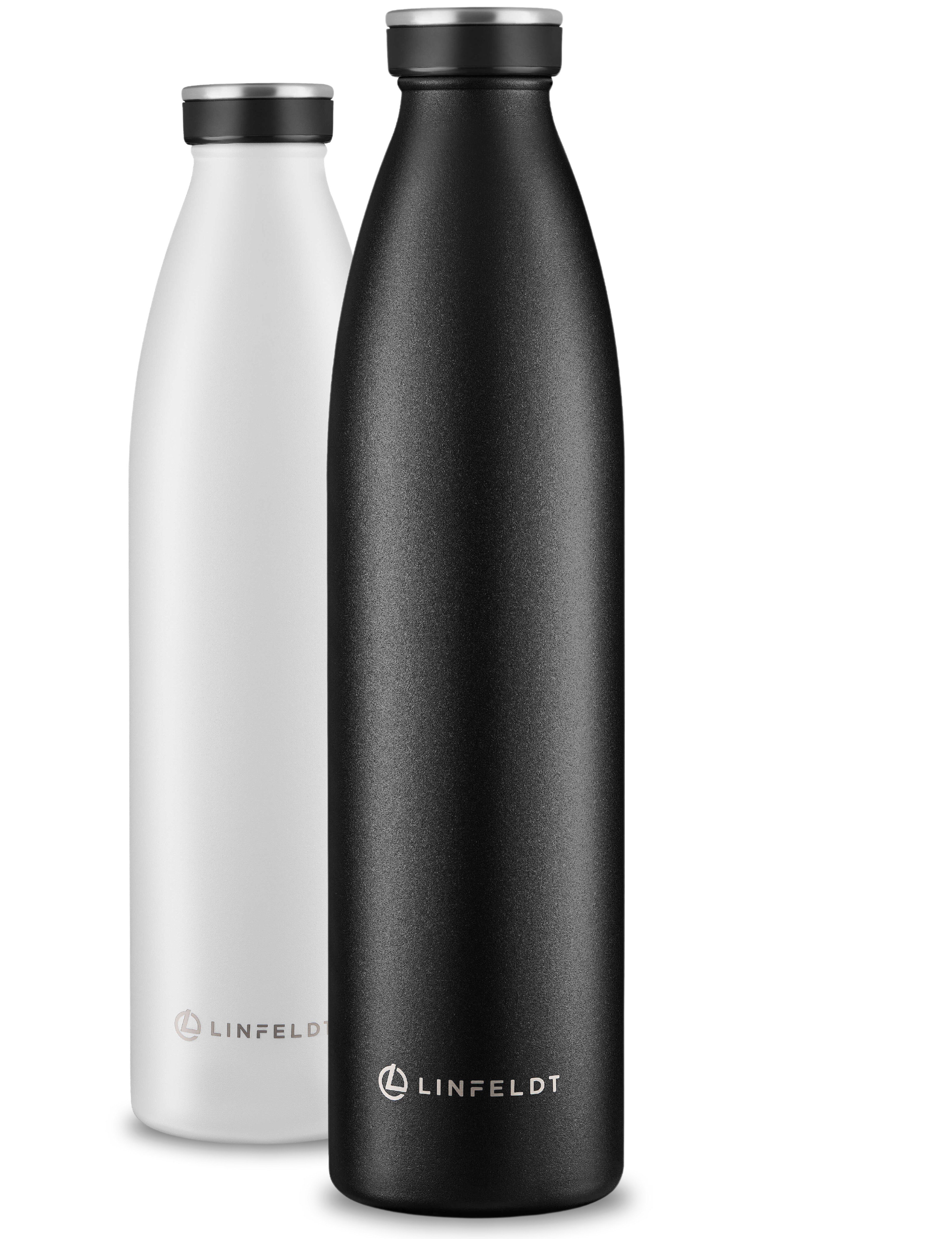 LINFELDT Trinkflasche 1L Trinkflasche Edelstahl Isoliert 24H Auslaufsicher + Sprudel, Edelstahl (Kohlensäure geeignet)