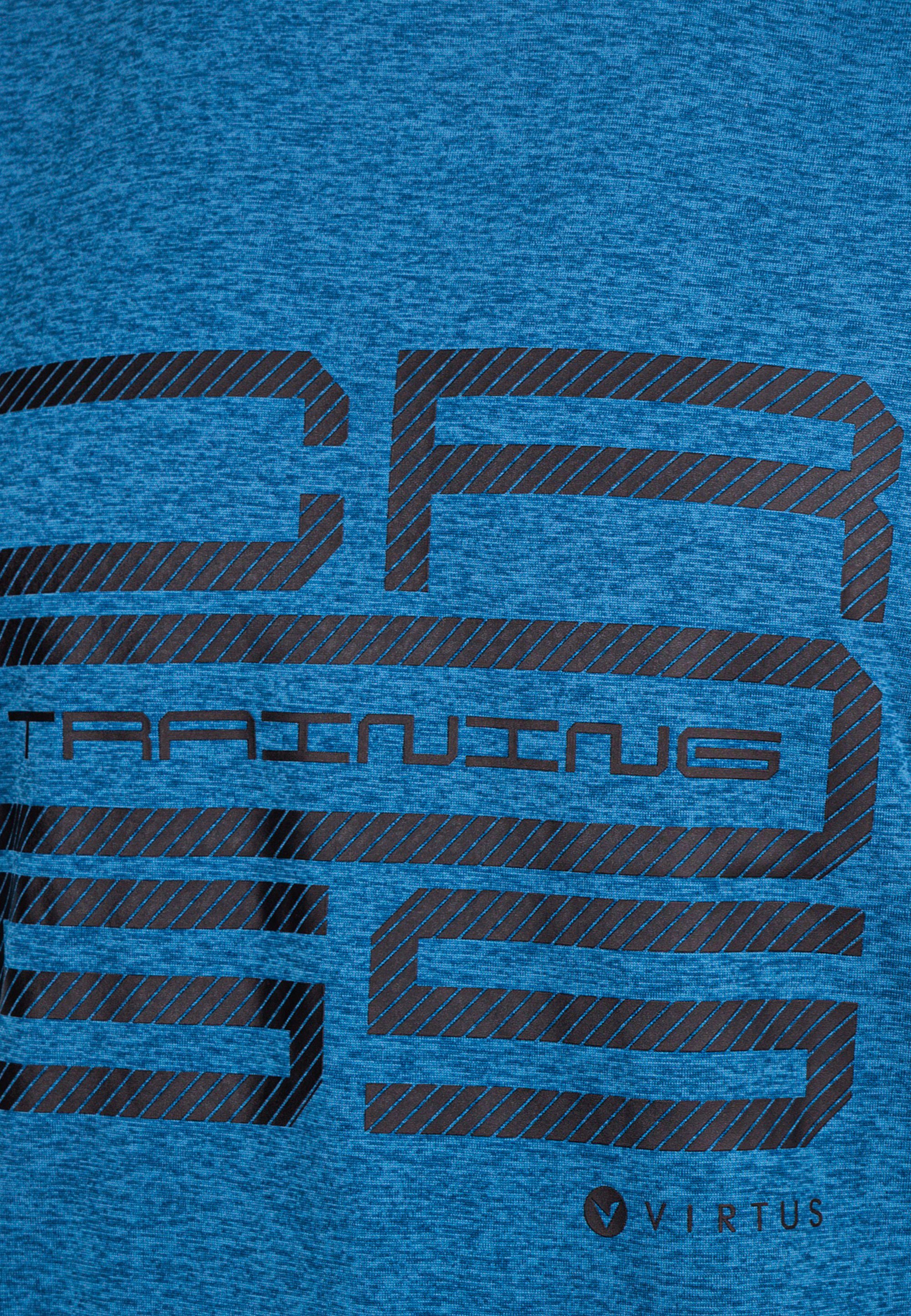 dunkelblau-meliert T-Shirt mit coolem MELANGE Virtus Frontprint (1-tlg) SUKER