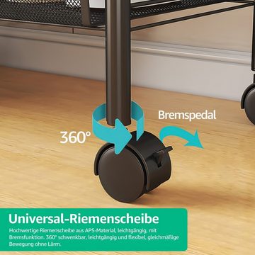 MULISOFT Rollwagen Küchenwagen Organizer mit Griff, Servierwagen 4 Ebenen,Küchentrolley, (Edelstahl), Nischenregal auf Rollen, Mehrzweckwagen Blumenregal Badregal