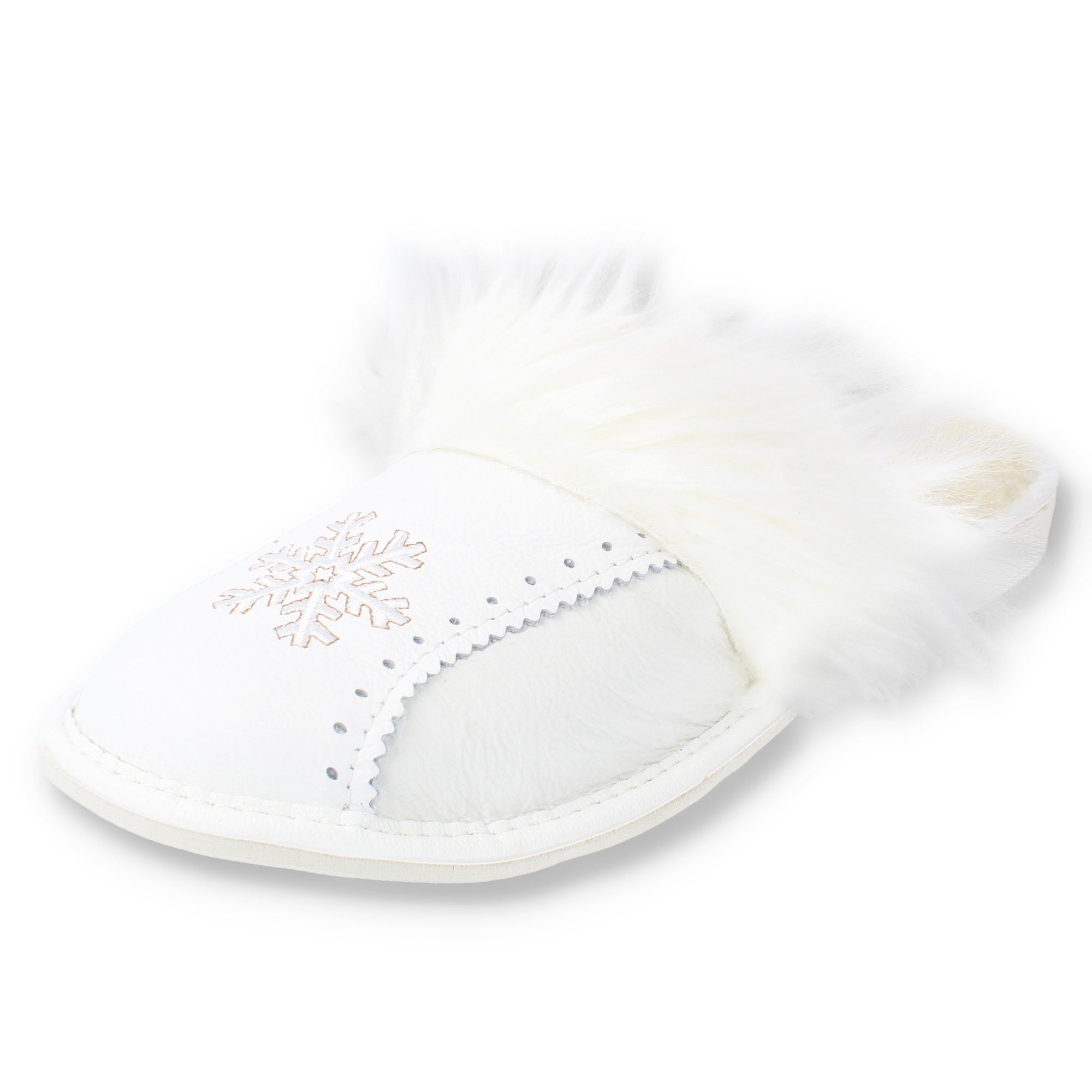 filsko Zofingen Damen Hausschuh Schneeflocke, Fellbesatz, Fellkragen