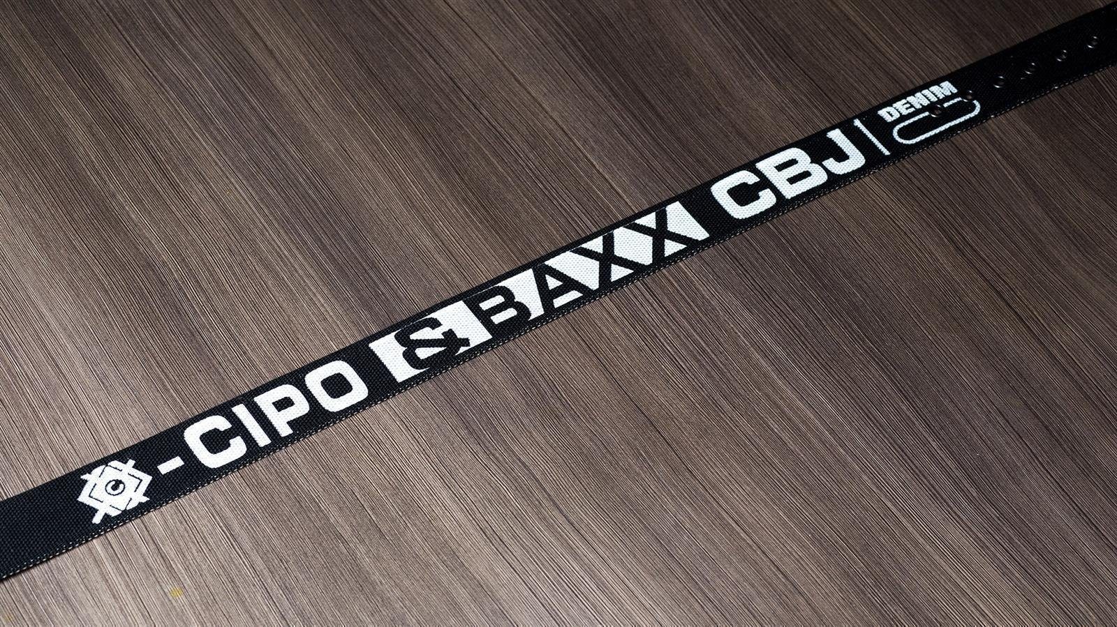 schwarz Markenschriftzug Casual & Cipo Stoffgürtel Gürtel Baxx großen mit BA-C-2133