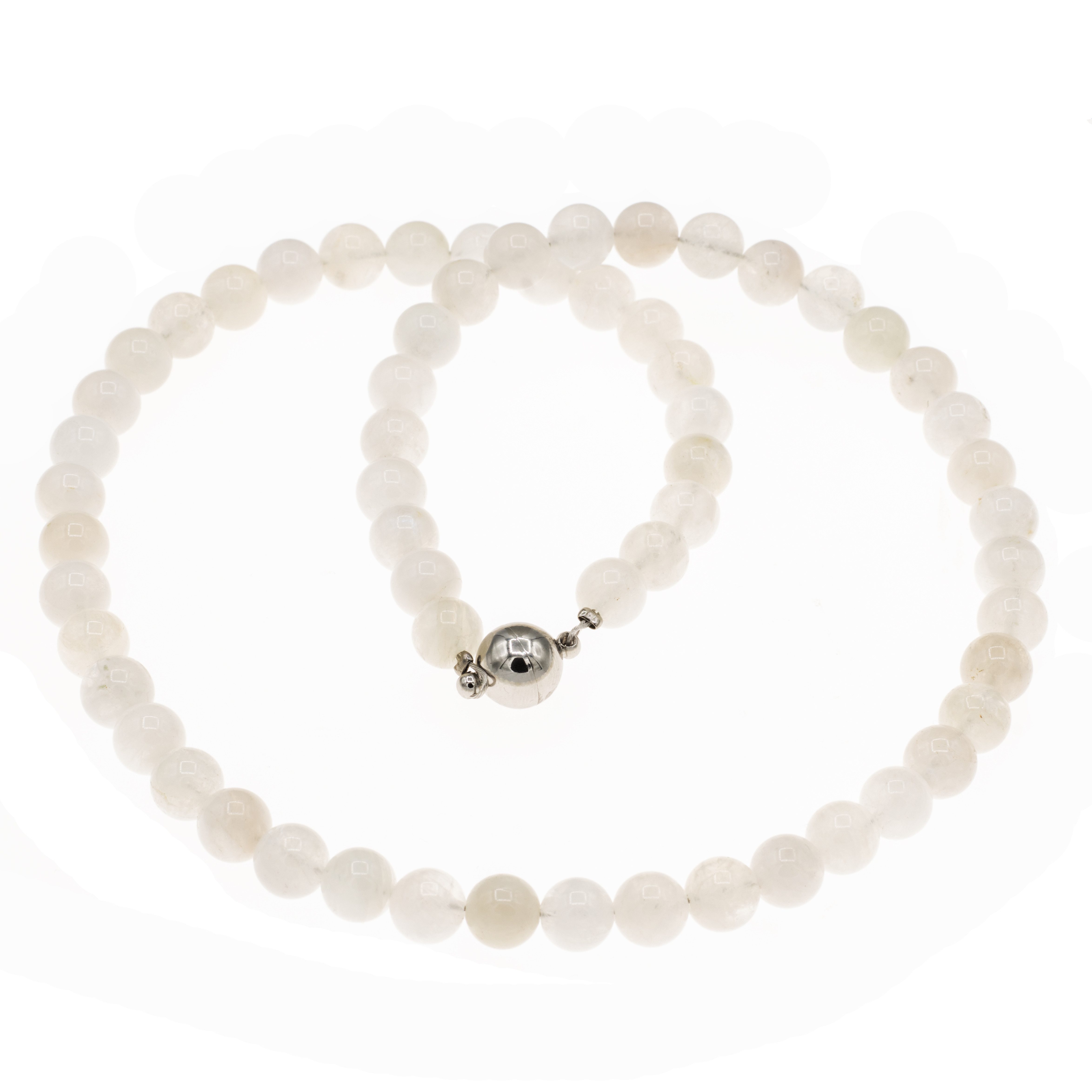 Perlenkette Mondstein Perlen Kette 8 mm Magnetverschluss
