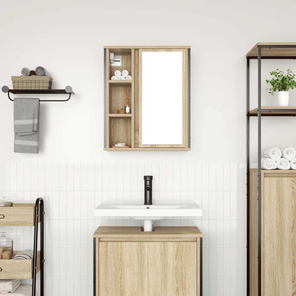 vidaXL Badezimmerspiegelschrank Bad-Wandschrank mit Spiegel Sonoma-Eiche günstig online kaufen