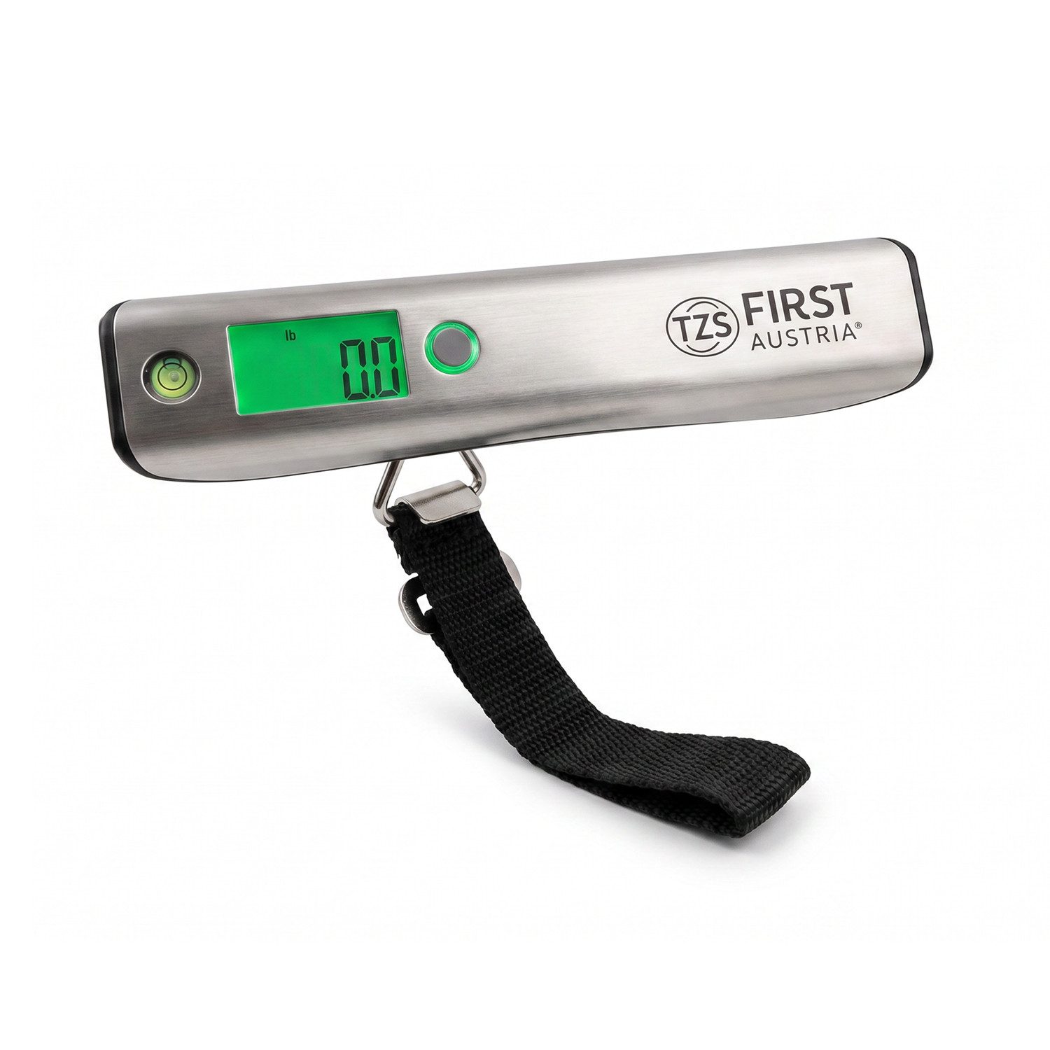 TZS FIRST AUSTRIA Kofferwaage Tragbar bis 50 kg, Einheiten kg/lb, Überlastungsanzeige, Auto-Off, Tragkraft 50 kg, (1-tlg), Gepäckwaage mit Tara-Funktion, LCD-Display, praktisch für Reisen