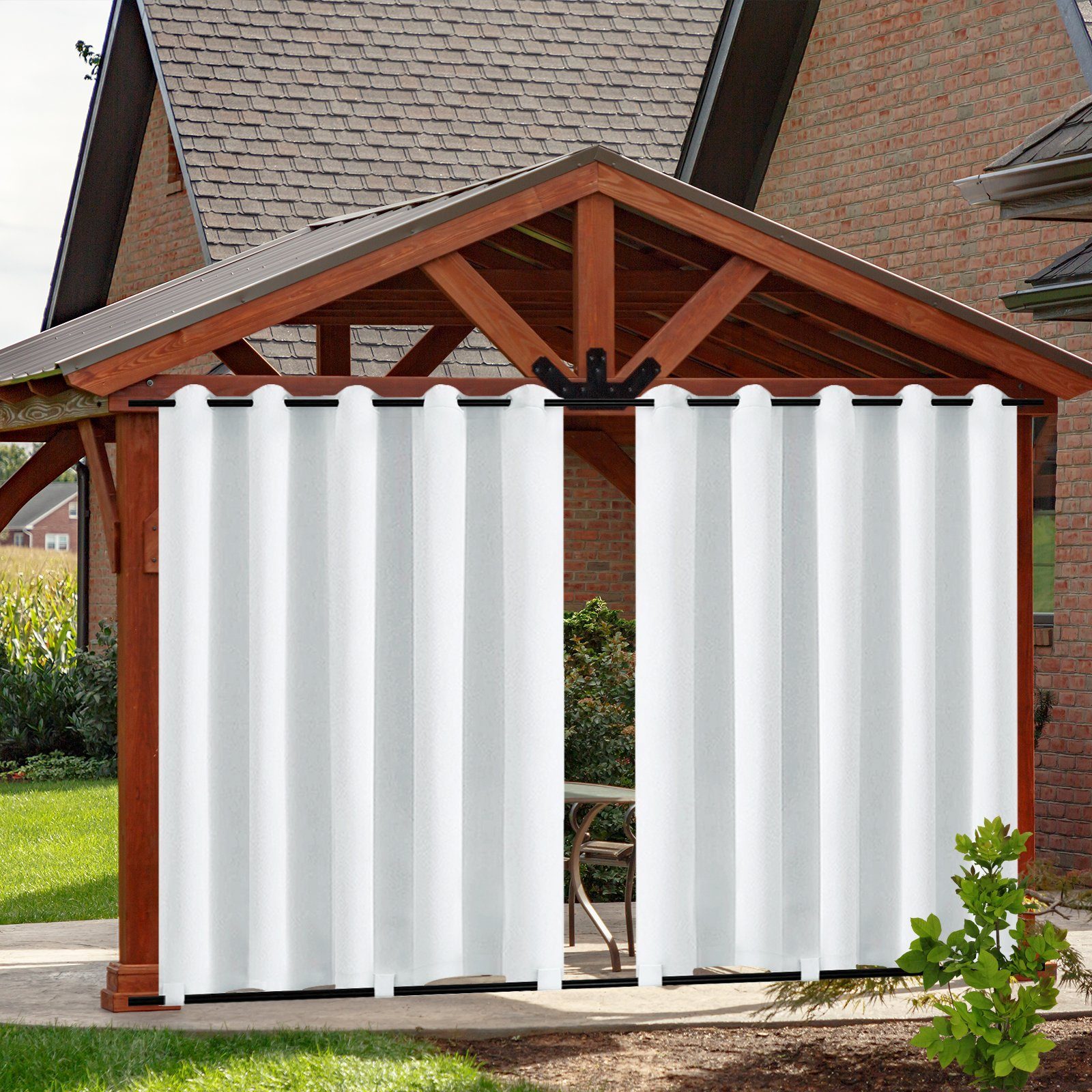 BTTO V&G Outdoorgardine Winddicht Balkon Gardinen,Outdoor Vorhang Wetterfest (2 St), verdunkelnd, Unten gewichtete Konstruktion
