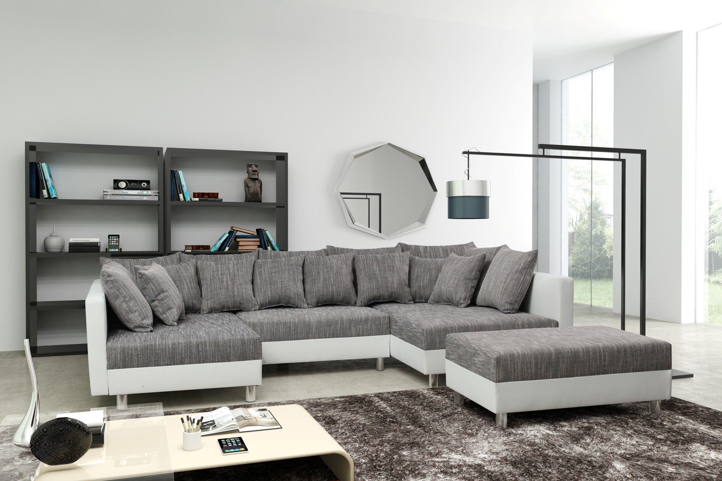 Küchen-Preisbombe Sofa »Sofa Couch Ecksofa Eckcouch in weiss / hellgrau  Eckcouch mit Hocker - Minsk XXL«, Sofa in U-Form mit Hocker online kaufen |  OTTO