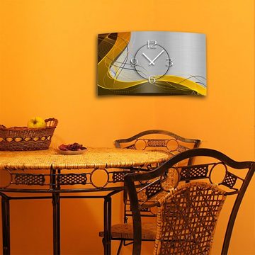 dixtime Wanduhr Abstrakt braun orange Designer Wanduhr modernes Wanduhren Design leise (Einzigartige 3D-Optik aus 4mm Alu-Dibond)