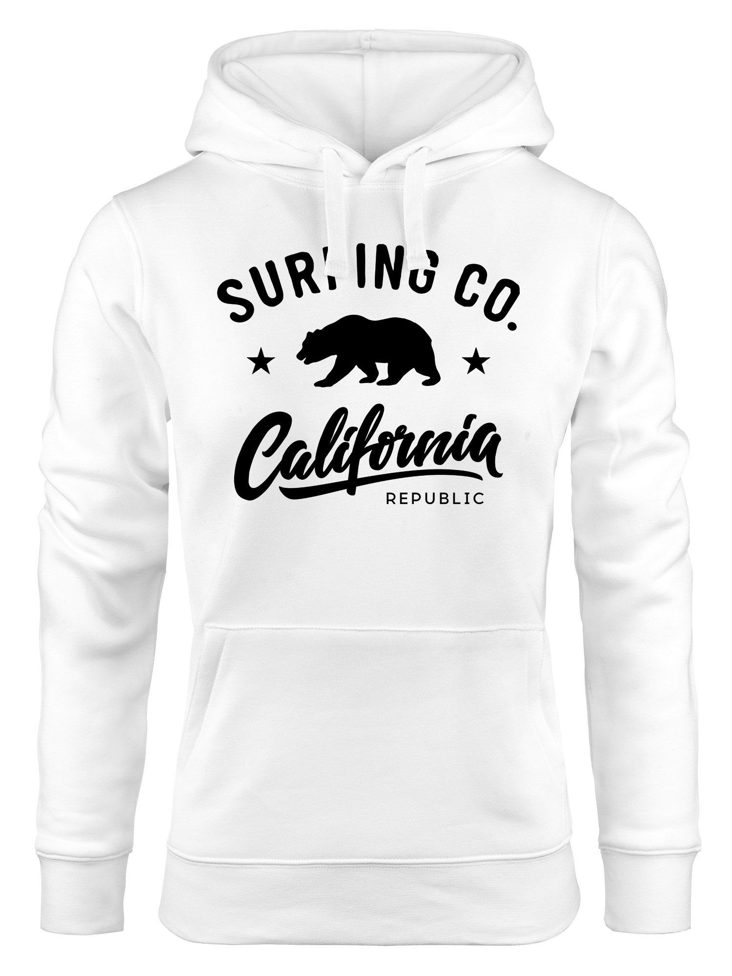 Neverless Hoodie Hoodie Republic Bear Bär weiß Surfing Kapuzen-Pullover California Damen Sommer Neverless®